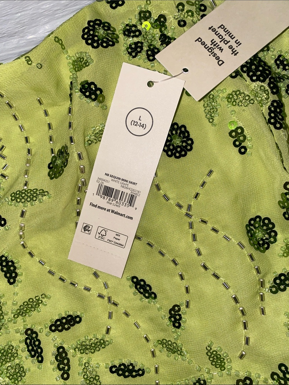 Neon Lime Sequin Floral Skirt - Picture 2 of 4